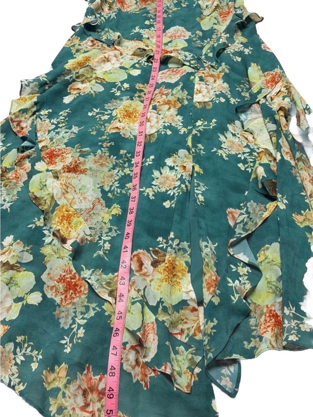 Sundance NWT Teal Floral ruffled flowy midi Dress size small - Picture 12 of 12